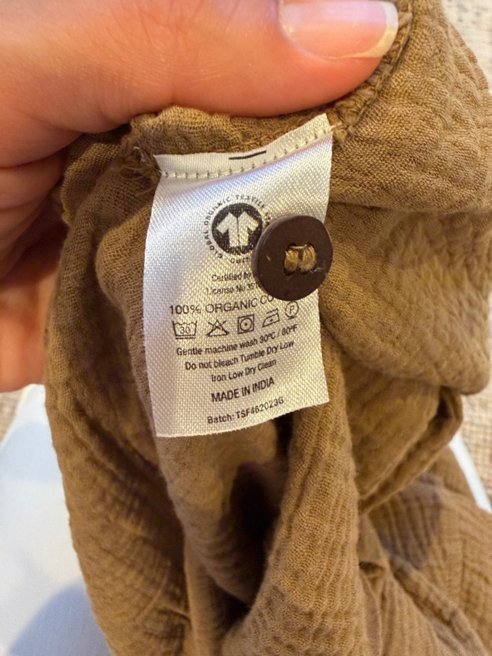 The Simple folk Women's Lightweight Brown Gauze Top 100% organic cotton - Picture 4 of 4